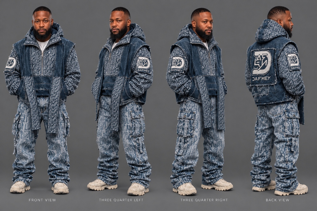 Darnley Sovereign Denim Monogram 4-View Technical Production Spec