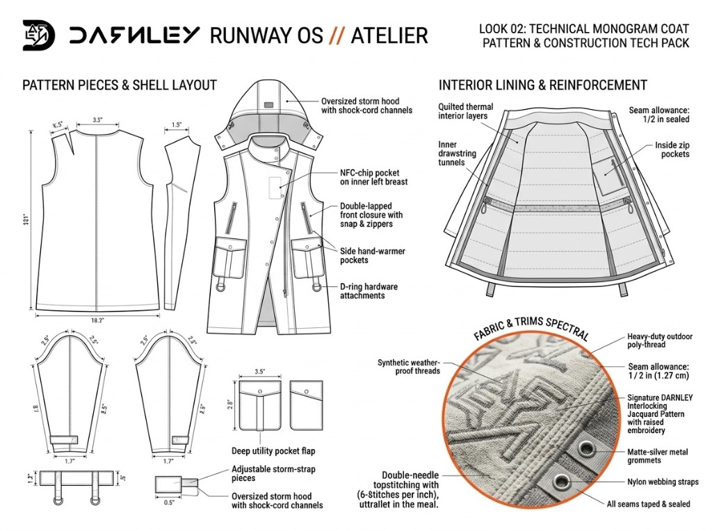 Darnley Look 02 Technical Monogram Coat Tech Pack